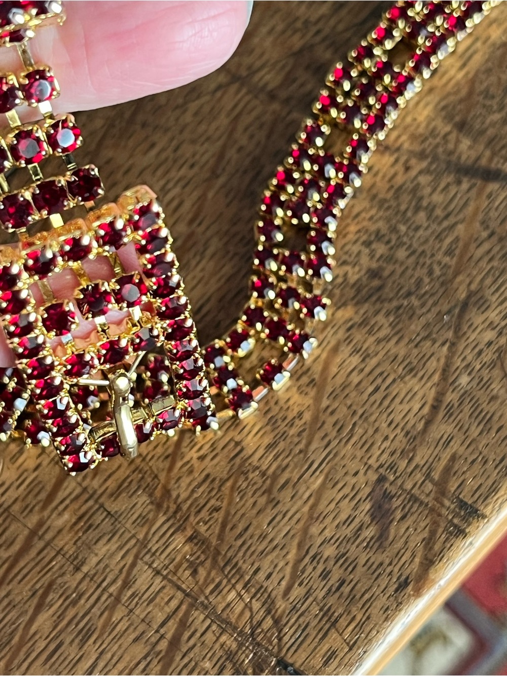 Ruby Red Rhinestone Metallic Belt Unique - Picture 5 of 11